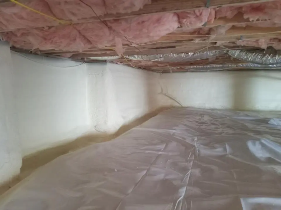 Crawl space encapsulation with closed-cell spray foam for Storm Damage Roof Repair in Effingham